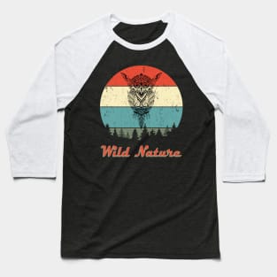 Wild Nature Owl Abstract Sunset Baseball T-Shirt